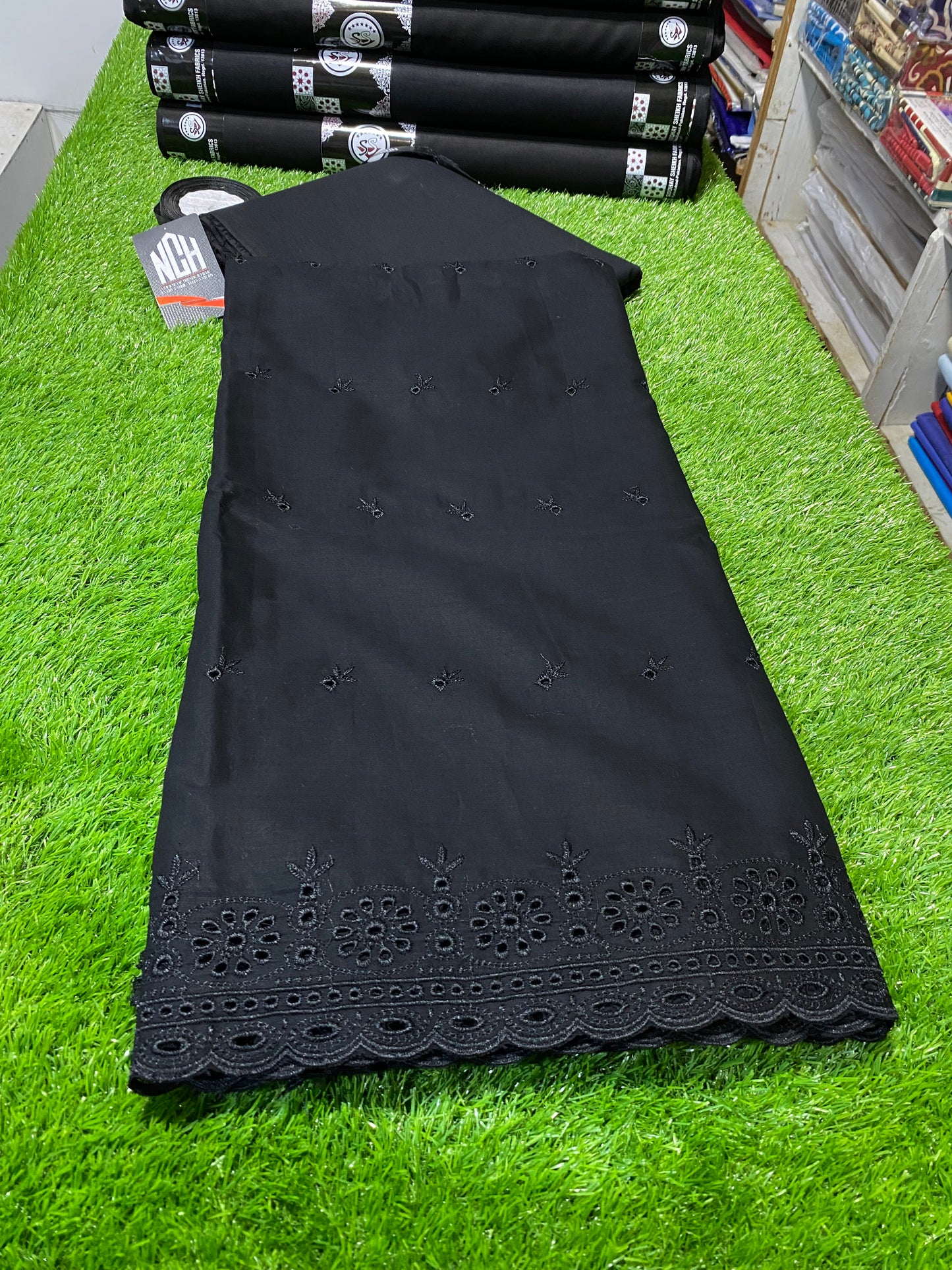 Chikan kari lawn shawl with plain suit
