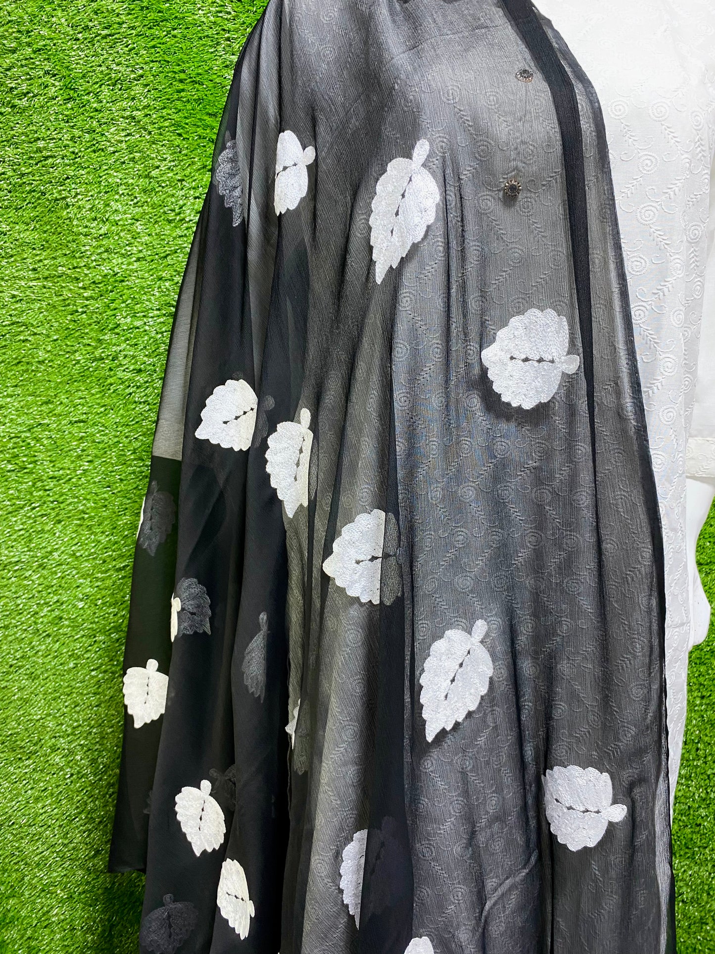 Embroidered Chiffon dupatta (D_6)