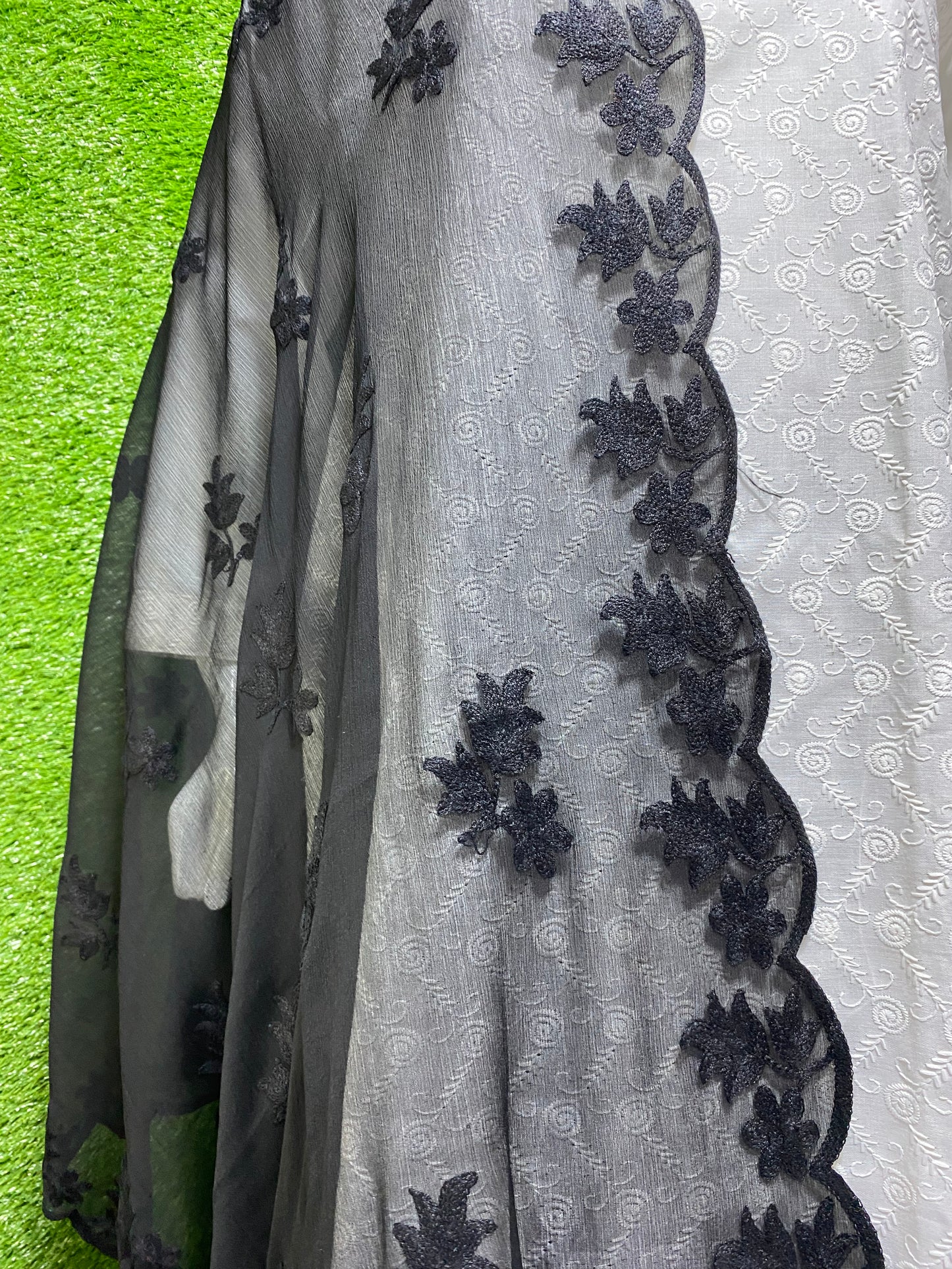 Embroidered Chiffon dupatta (D_8)