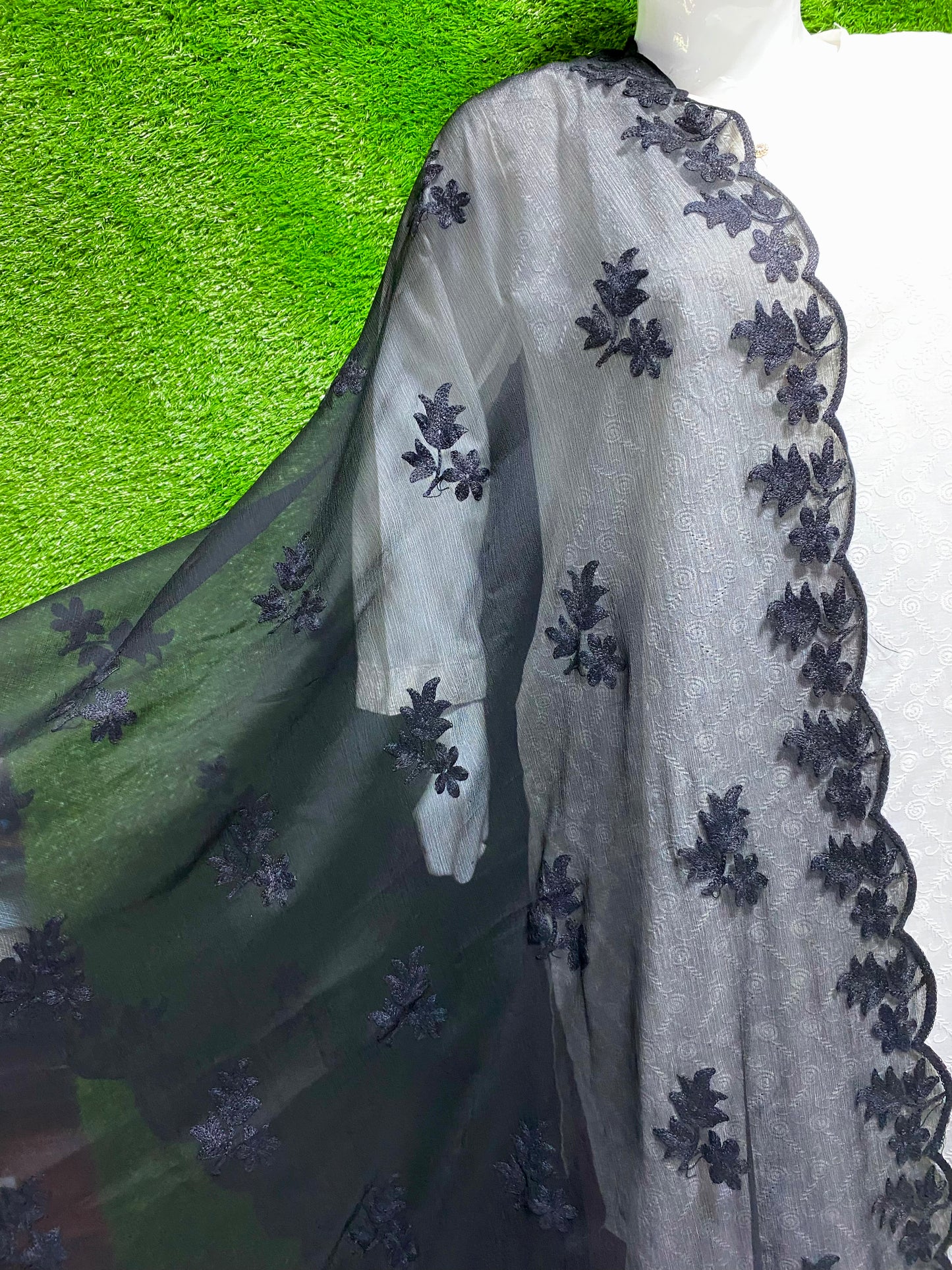 Embroidered Chiffon dupatta (D_8)