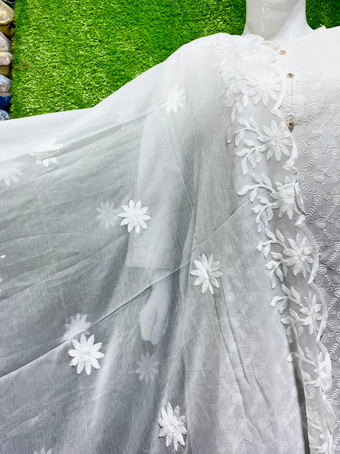 Embroidered Chiffon dupatta (D_7)