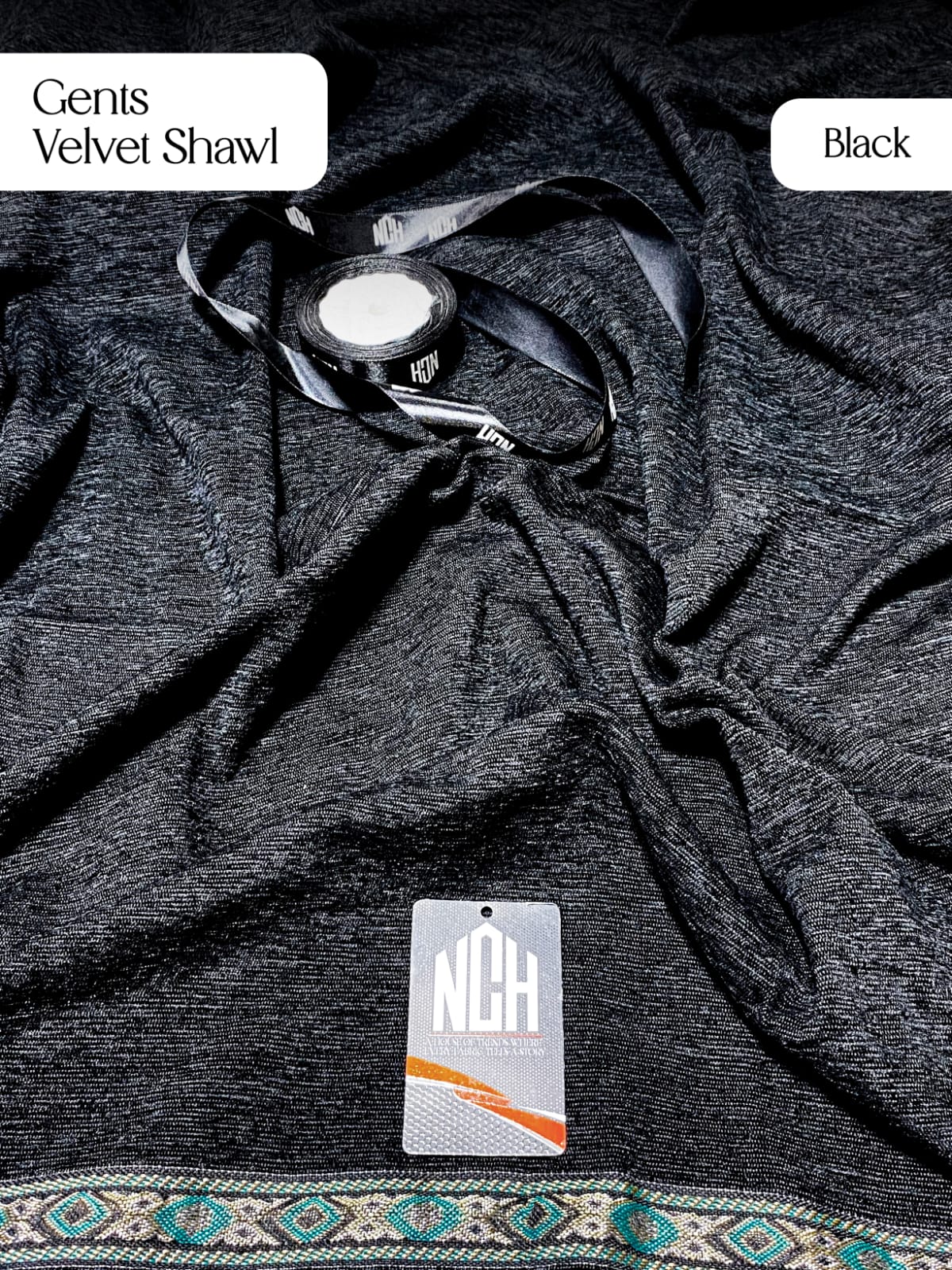 Black (Gents Velvet Shawl)