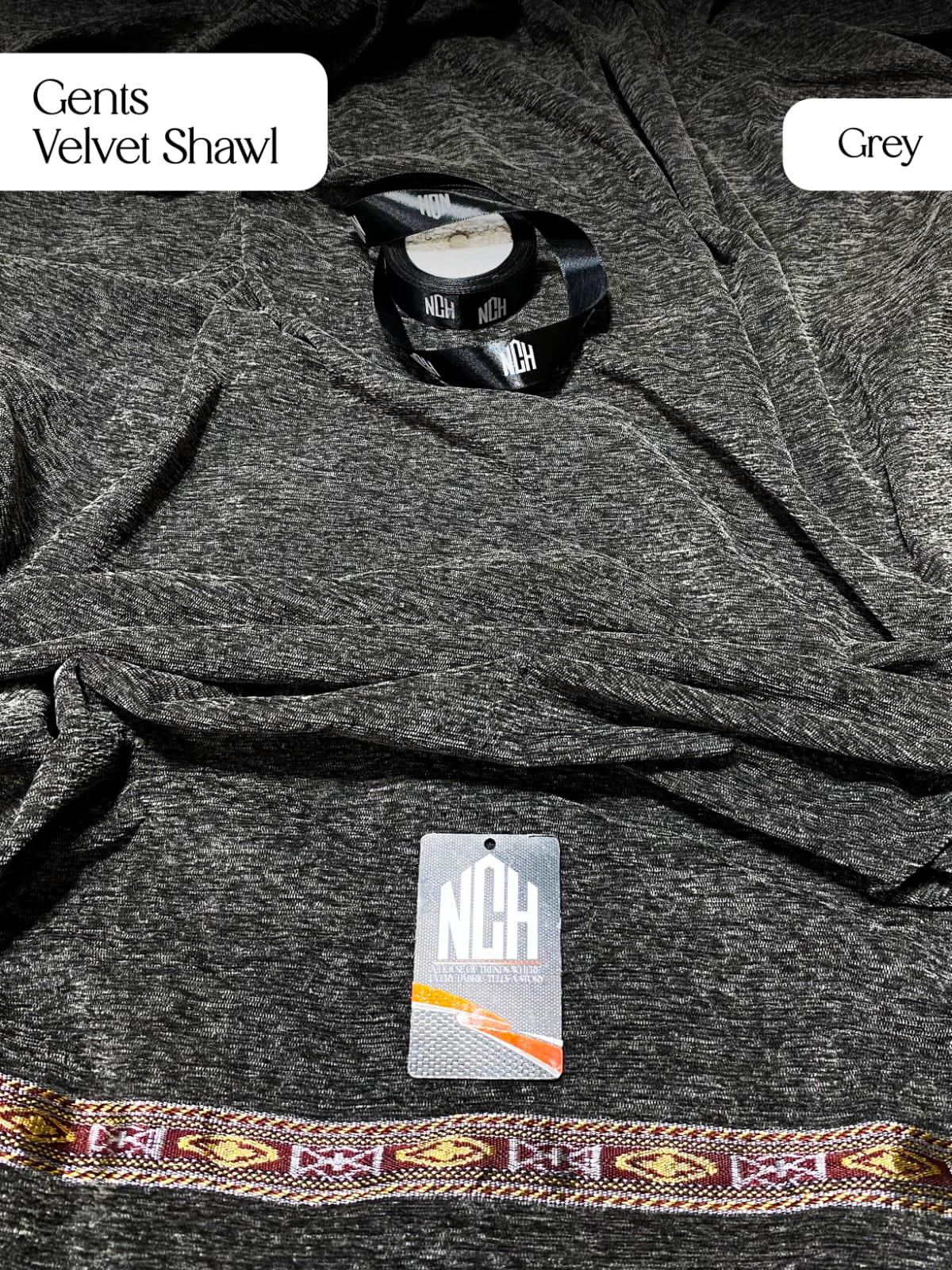 Grey (Gents Velvet Shawl)