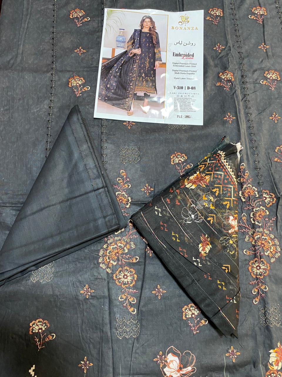 Bonanza Lawn EMB (3 Piece) | ROSHAN LIBAAS