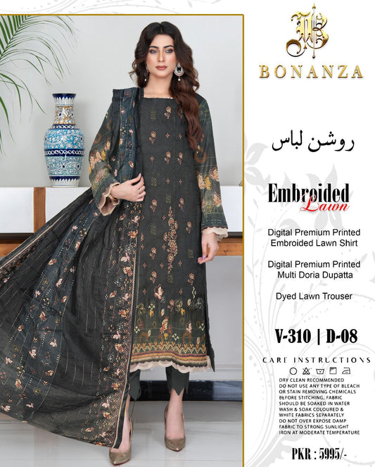 Bonanza Lawn EMB (3 Piece) | ROSHAN LIBAAS