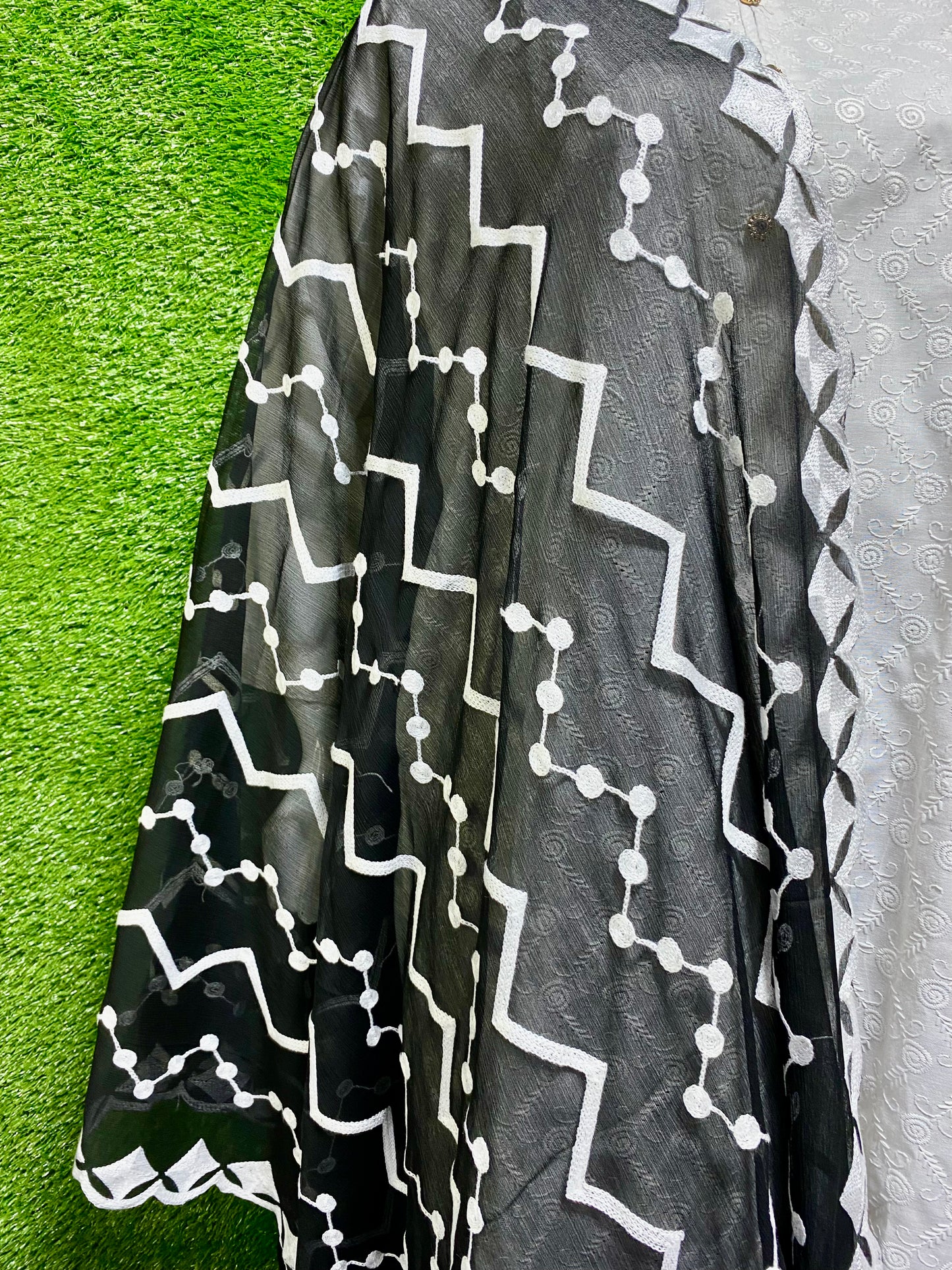 Embroidered Chiffon dupatta (D_4)