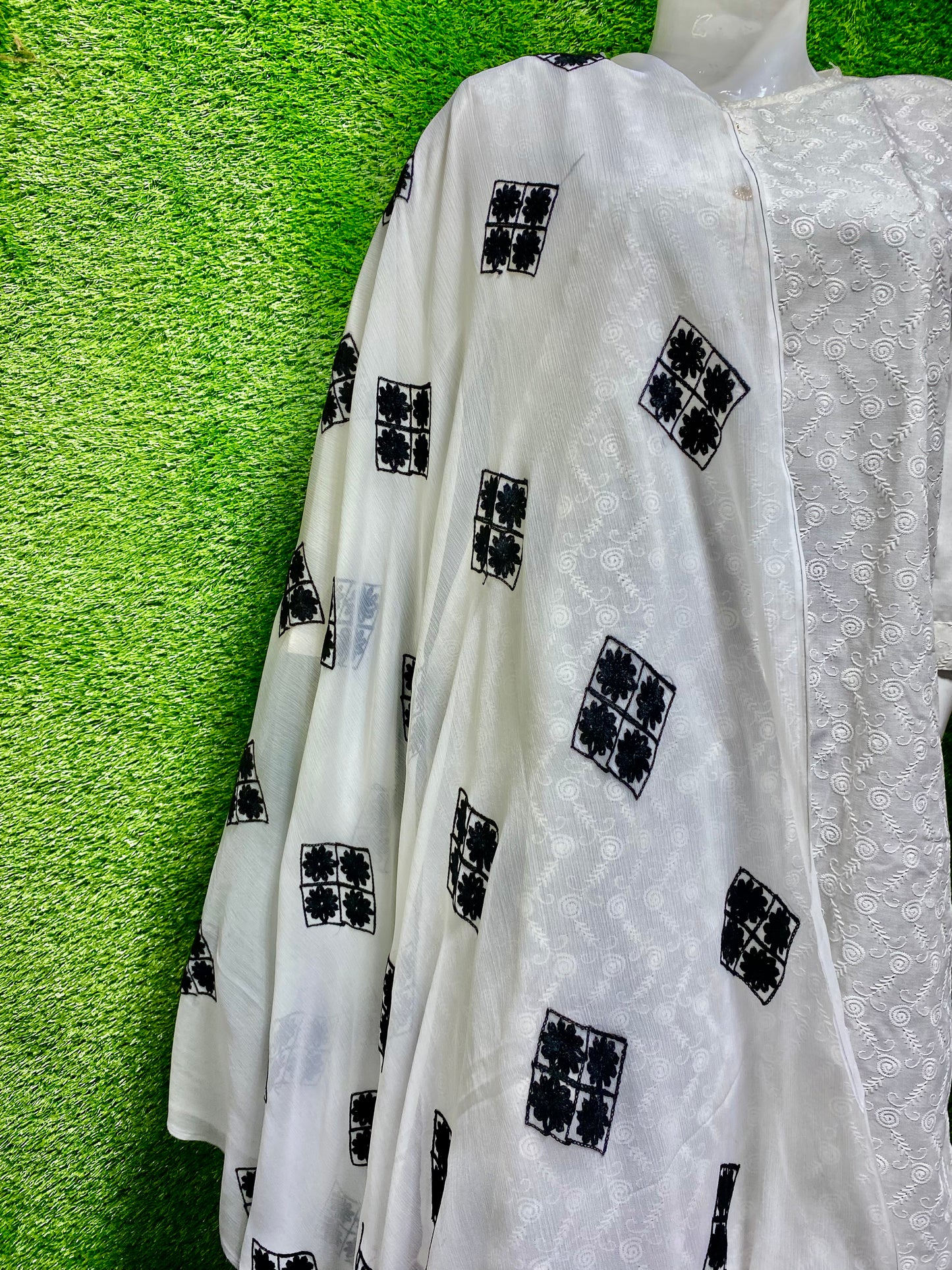 Embroidered Chiffon dupatta (D_5)