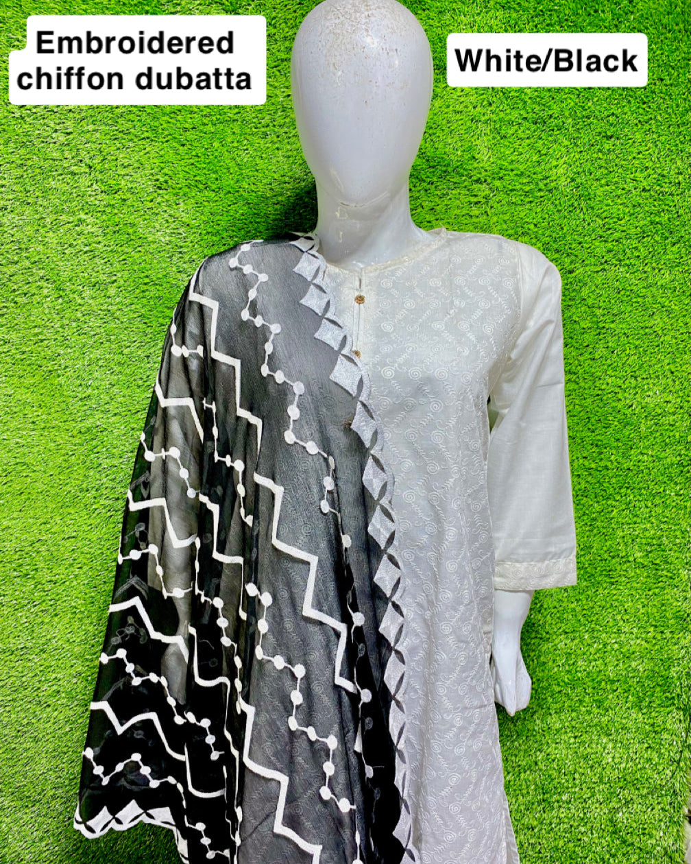 Embroidered Chiffon dupatta (D_4)
