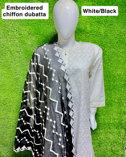Embroidered Chiffon dupatta (D_4)