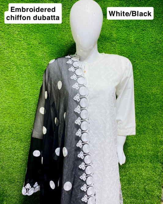 Embroidered Chiffon dupatta (D_2)