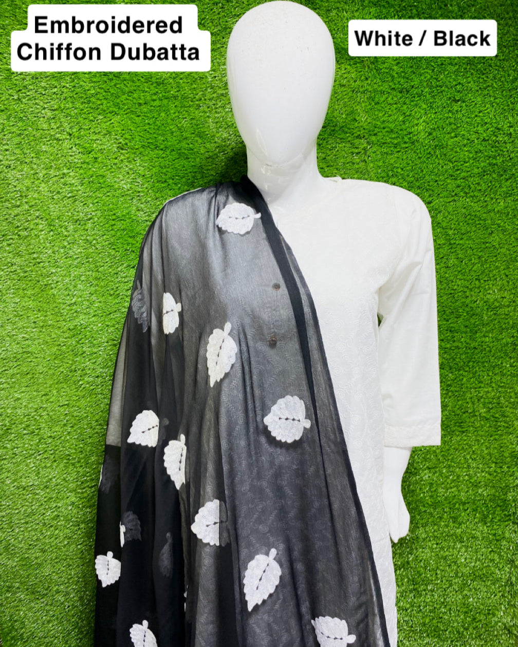 Embroidered Chiffon dupatta (D_6)