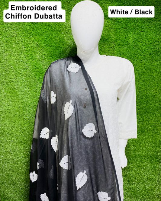 Embroidered Chiffon dupatta (D_6)
