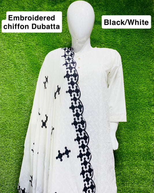 Embroidered Chiffon dupatta (D_1)