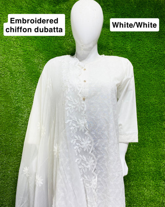 Embroidered Chiffon dupatta (D_7)