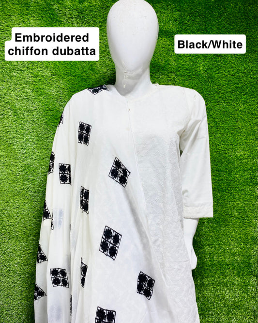Embroidered Chiffon dupatta (D_5)