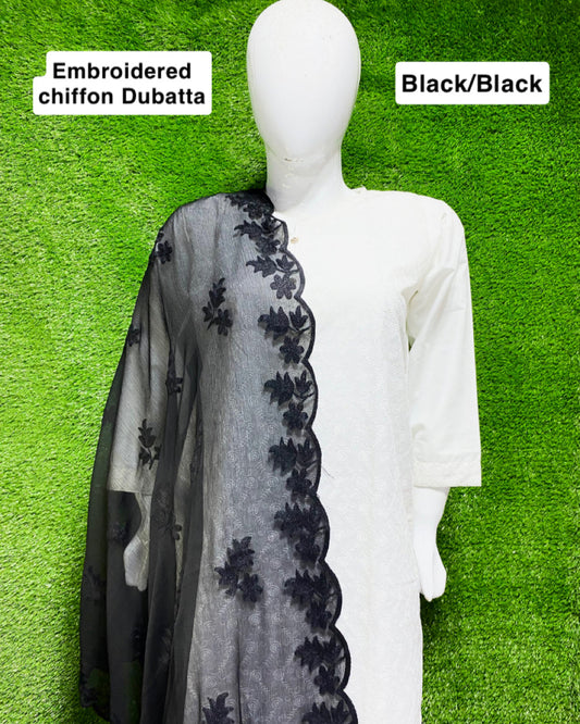 Embroidered Chiffon dupatta (D_8)