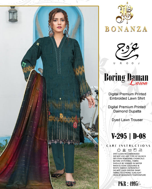 BONANZA LAWN EMBROIDERED |3 PIECE| AROOJ
