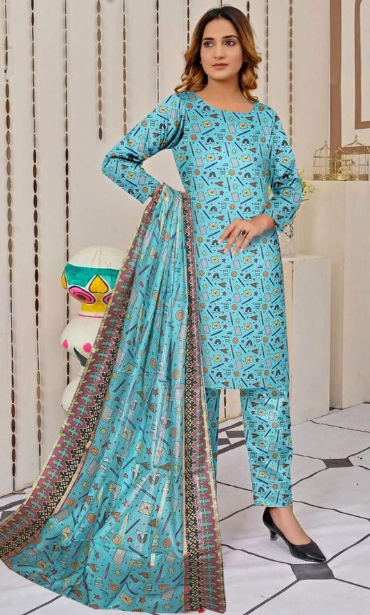 BONANZA ALLOVER PRINTED 3 PIECE WITH DIAMOND DUBBATA