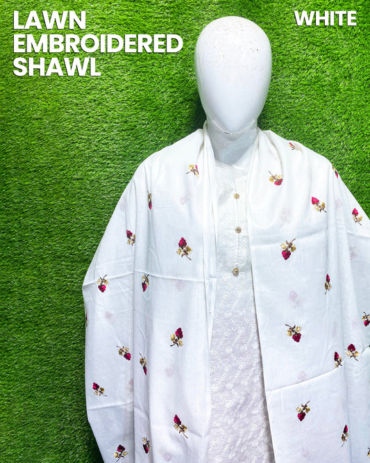 White Embroidered Shawl
